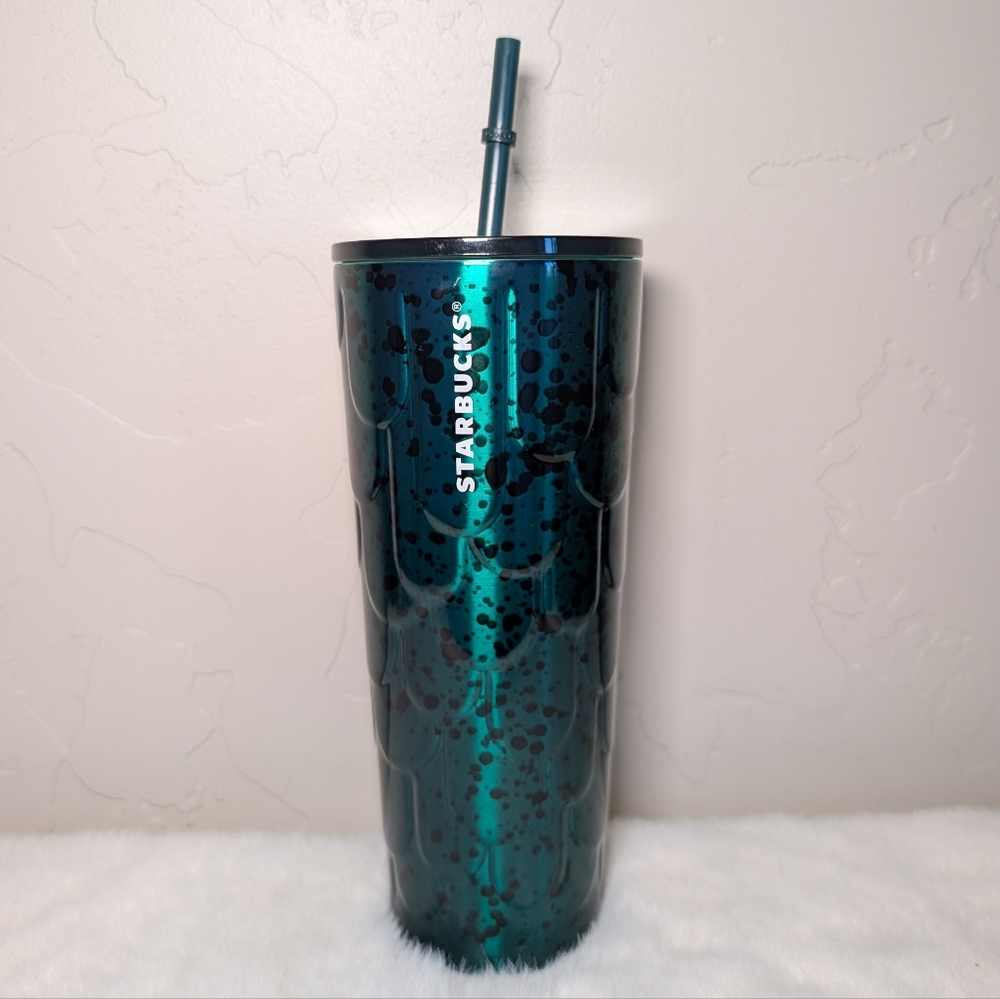 Starbucks Teal Mermaid Scale Cold Cup & Straw | 24oz